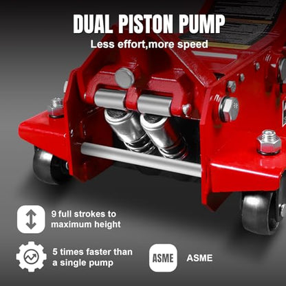 Big RED Hydraulic Low Profile Service/Floor Jack with Dual Piston Quick Lift Pump, 4 Ton (8,000 lb.) Capacity - color: Red, size: Dual Pump, style: 4 Ton