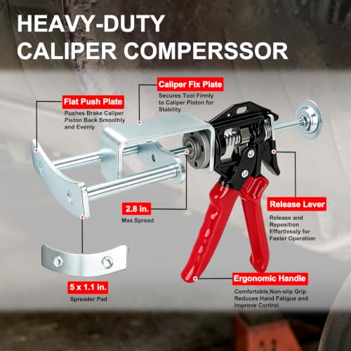 Quick Brake Caliper Compression Tool for Dual Piston Disc Brake Calipers | Heavy Duty Brake Piston Compressor for Brake Pad Replacement on Most Cars, SUVs & Light Trucks - size: Dual Brake Pad Spreader