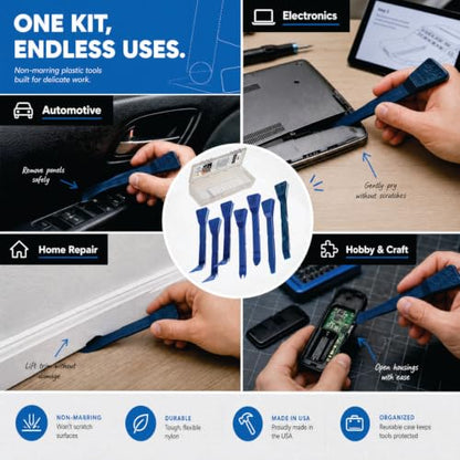 7-Piece Auto Trim Removal Tool Kit – Plastic Pry Tool Set for Car Door Panel & Dash – Automotive Interior Clip Removal Tool Set with Storage Case