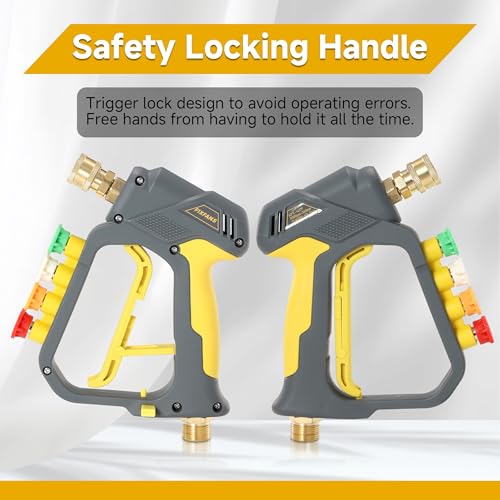 FIXFANS Foam Cannon Gun Dual Connector Accessory for Pressure Washer, Double Tip Attachment Soap Cannon with Power Washer Short Gun, Car Wash Foam Gun Kit, 1/4" Quick Connect, 5 Nozzle Tips - size: 1000ML