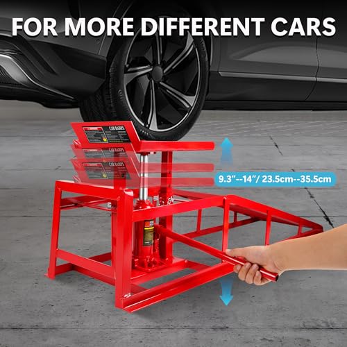 2 Pack Hydraulic Car Ramps 5T, Low Profile Truck Lift Service Ramps for Oil Changes, Truck Trailer Garage, for Home Garage, Vehicle Auto Garage Repair - color: Red
