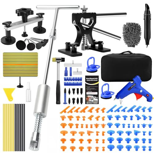 VEXTRO Dent Puller Kit Dent Removal Tools for Car, Paintless Dent Repair Kit with Metal Dent Lifter, Powerful Slide Hammer T-Bar, Bridge Puller, Auto Body Dent Repair, Door Ding, Hail Damage Removal