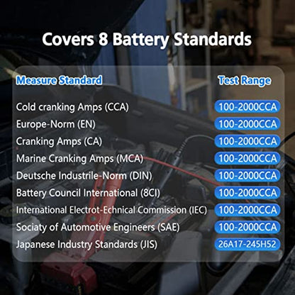 Battery Load Scanner Tool, 2.8 inch Display 12V Car Battery Tester V311B Multi Functional 100-2000CCA Powerful for Pick Up Truck