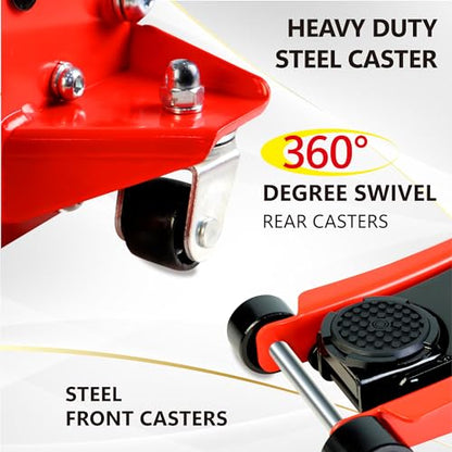 3T Low Profile Floor Jack, 6600 lb, Dual Pump, 3.3"-19.7", Red | Heavy-duty steel, dual-pump quick lift, ultra low profile, 3.3"-19.7" range, safety overload protection. - size: 3T Dual Pump 3.3"-19.7"(Red)