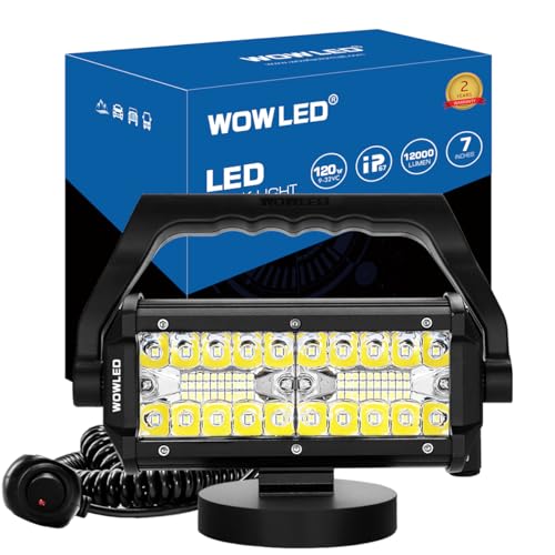 WFPOWER Portable LED Work Light with Magnetic Base, 120W Super Bright Waterproof Flood & Spot Lights Job Site Lighting Fog Lights for SUV Boat Bar Truck Outdoor Camping Car Repairing Emergency Lights - size: 7inch Combo Magnetic Lights