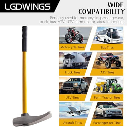 32" Tire Bead Breaker Wedge, Heavy Duty Manual Tire Hammer for Semi Truck, Tractor, Bus & RV - Unbreakable Fiberglass Handle Shock-Absorbing Rubber Grip, High-Carbon Steel Wheel Changing Tool