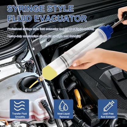 Fluid Extractor & Manual Automotive Fluid Extractor Pump Oil Syringe | with Suction Hose and Extension Tubes for Efficient Oil Change, Fuel Transfer Fluid Syringe (200ml Air Valve) - size: 200ml Air Valve