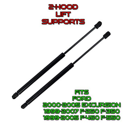 Hood Lift Support Shocks Struts for 1999-2007 Ford F250 F350 F450 F550, 2000-2005 Ford Excursion Front Engine Bonnet Lid Gas Springs Dampers Arms 4339 SG304029 (2 Qty)