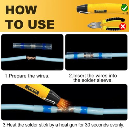 400PCS Solder Seal Wire Connectors with Heat Gun, Solder Stick Wire Connectors Solderstick Waterproof Wire Electrical Connector Kit for Marine (26-6 Gauge) - size: 400 PCS Solder Sticks With Heat Gun