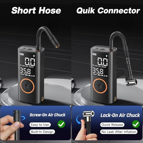 OlarHike Tire Inflator Portable Air Compressor, Smart Dual Hose System, Auto Air Pump for Car Tires, Bike,Bicycle, Motorcycles,Electric Pump with LED Light & Digital Pressure Gauge