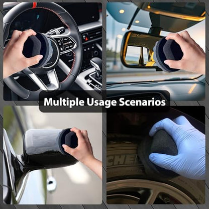 2 Pcs Large Tire Shine Applicator, Reusable Tire Dressing Applicator Wave Contoured, Tire Sponge Pads for Car Detailing Cleaning, 4.33 inch - size: 4.33inch-2 Black