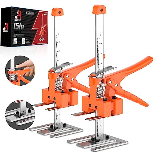 Labor Saving Arm Jack Handle 2 Pack,15 in Construction Jack,Multifunctional Furniture Jack for Installing Cabinets and Wall Tile Height Adjuster Handheld Lifter Tool, Load 400LBS, Orange - color: Orange
