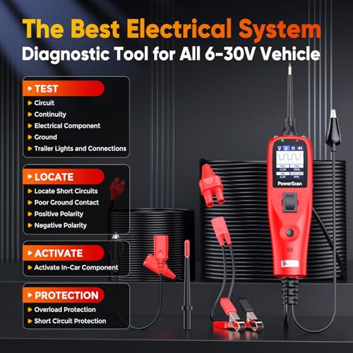 Autel PowerScan PS100 Power Circuit Probe Kit 2026, for All 12V 24V Cars | Automotive Relay Tester Electrical Wire Tracer, Breaker Finder Multimeter, Ground Check Activate Component, 40ft Cable