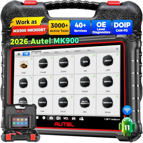 Autel Scanner MaxiCOM MK900: 2026 Updated as MK900BT MK900-BT MX900 Bidirectional Diagnostic Tool, 8in Up of MK808S MK808BT Pro MX808S 808Z, 3K+ Active Tests, 40+ Service, CAN-FD&DOIP, All System, FCA
