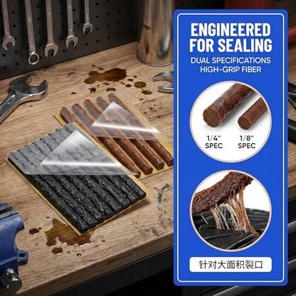 Tire Repair Plugs, Tire Patches Fix a Flat Tire, Heavy Duty Tire Plug, Repair Tubeless Off-Road Tires for Car, RV, SUV, Truck, Motorcycle, Tractor, Mower, Wheelbarrow [Multi-Size: 25Pcs] - size: 25 PCS
