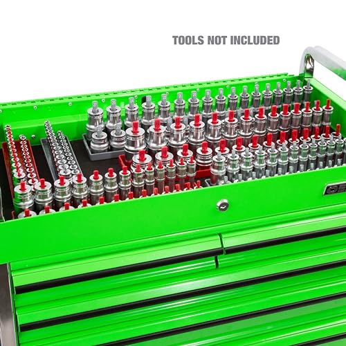 OEMTOOLS 22413 6 Piece SAE and Metric Socket Tray Set, SAE and Metric Socket Storage for Sizes 1/4", 3/8”, and 1/2" Drive, Socket Holders and Socket Organizer Tray for Toolbox, Red/Grey | Optimize Toolbox Organization, Designed for Shallow and Deep Socket