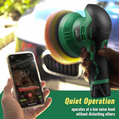BATOCA S3 Cordless Car Buffer Polisher - 2pcs 2.0Ah 11.1V Lithium-ion Rechargeable Battery Powered Brushless Polisher with 6 Variable Speed, DA Orbital Buffer for Car Detailing, Polishing, Waxing - size: Small