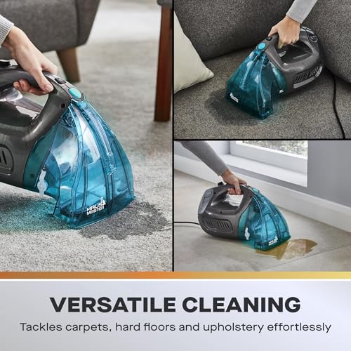 Hausmeister Hydroflex Plus Carpet Cleaner Machine, Upholstery Cleaner Machine for Couch, Car Seats & Pet Stains, 500W Powerful Handheld Deep Cleaner with 3 Brush Heads (Machine + 1 solution) - size: Machine + 1 solution