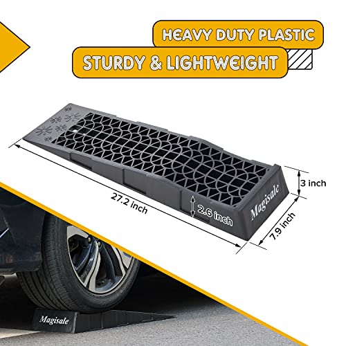 Magisale Low Profile Plastic Car Service Ramps 3 Ton Heavy Duty Truck Vehicle Ramps for Oil Changes& Maintenance- 2 Pack - size: 2pc