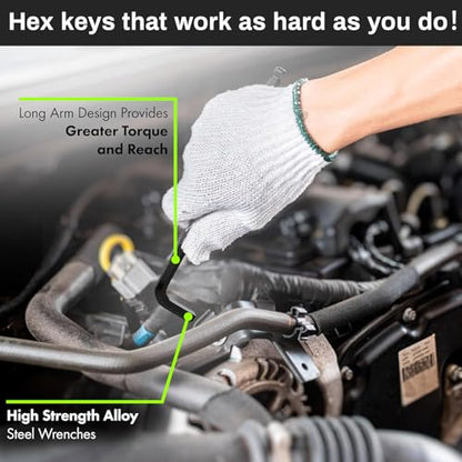 8Pcs 2mm Ball End Hex Key Wrench, Extra Long Allen Wrench, CR-V Steel with Black Oxide Finish, L-Shaped Repairing Tool for Furniture, Bike, and Equipment Maintenance - size: 2mm, style: Extra Long 8pcs