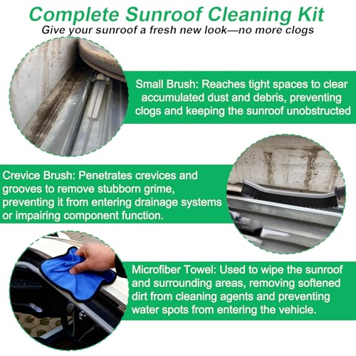 XANGNIER Car Sunroof Drain Cleaning Tool Kit,7 Pcs | 118in Extra Long Flexible Auto Sun Roof Drain Hole Unclogger Cleaner Tool with Tube Cleaner Brush Syringe Hose Cleaning Set - color: Multicolor1