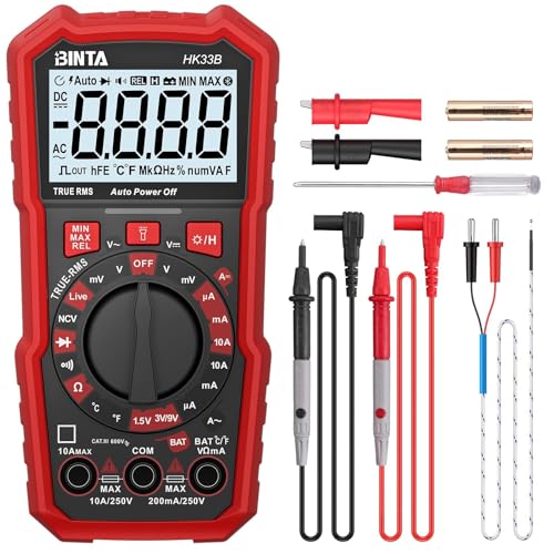 BINTA Digital Multimeter 2000 Counts Voltmeter with AC/DC Voltage Current | Battery Tester Ohm Volt Amp Meter, Multimeter Tester with NCV, Temperature, Diode Measuring for Automotive Home Industrial - style: 2000 Counts