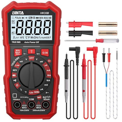 BINTA Digital Multimeter 2000 Counts Voltmeter with AC/DC Voltage Current | Battery Tester Ohm Volt Amp Meter, Multimeter Tester with NCV, Temperature, Diode Measuring for Automotive Home Industrial - style: 2000 Counts