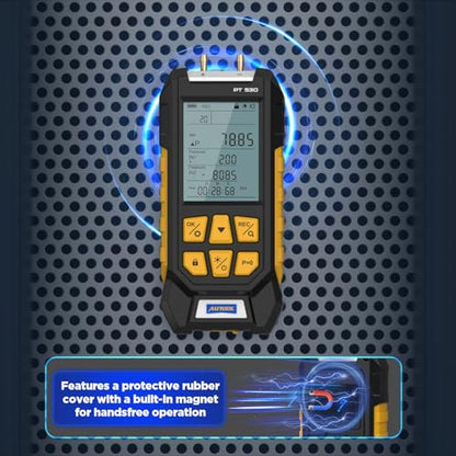 AUTOOL Manometer Gas Pressure Tester -100 to 300Kpa Digital Manometer HVAC 11 Units, Data Lock & Storage with Magnetic Back, Backlit Display