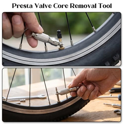 2Pcs Valve Stem Removal Tool, Stainless Steel Motorcycle Keychain, Valve Stem Puller Remover Core Tire Valves Stem Tool Portable Repair Accessories for Car Bicycle Motorcycle Repair Install