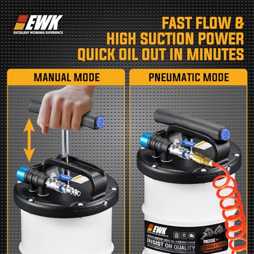 EWK 6.5L Pneumatic/Manual Oil Extractor, Oil Change Pump for Automotive Fluids Vacuum Evacuation, Fluid Extractor Pump Tool for DIY Mechanics - size: 6.5L