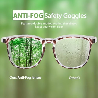 Feaglo Safety Glasses, Anti Fog Safety Goggles for Women Men, Blue Light Blocking Stylish Eye Protection Glasses Side Shield - color: Transparent+black