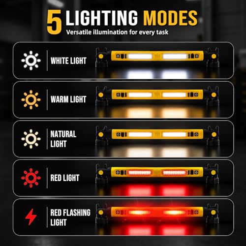 Under Hood Work Light Bar,Rechargeable Magnetic LED Work Light with 180° Swivel Head and 360° Rotating Hook, Under-Hood Work Light Strip, Ideal for Repair, Garage, Workshop, Camping