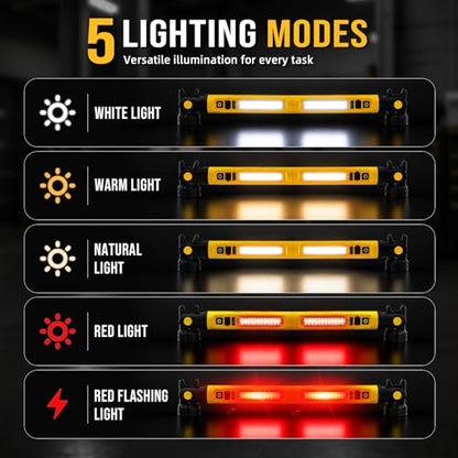 Under Hood Work Light Bar,Rechargeable Magnetic LED Work Light with 180° Swivel Head and 360° Rotating Hook, Under-Hood Work Light Strip, Ideal for Repair, Garage, Workshop, Camping