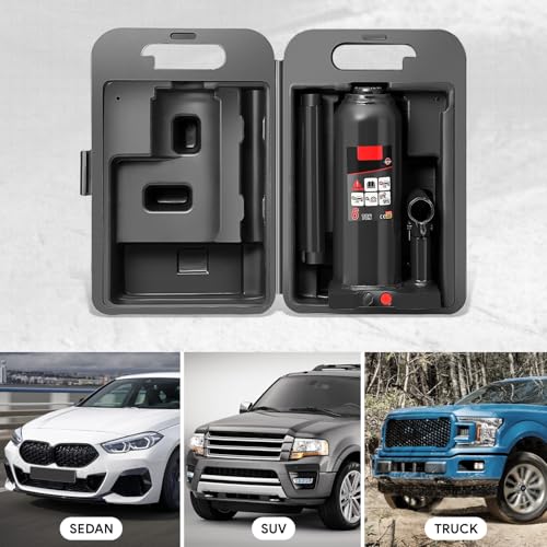 6-Ton Automotive Welded Hydraulic Bottle Jack for Vehicle Repairs, Pickups, & Trucks, Featuring a Manual Handle - 13228 lbs Capacity CAAP-TOLS-BJK-6T-BK