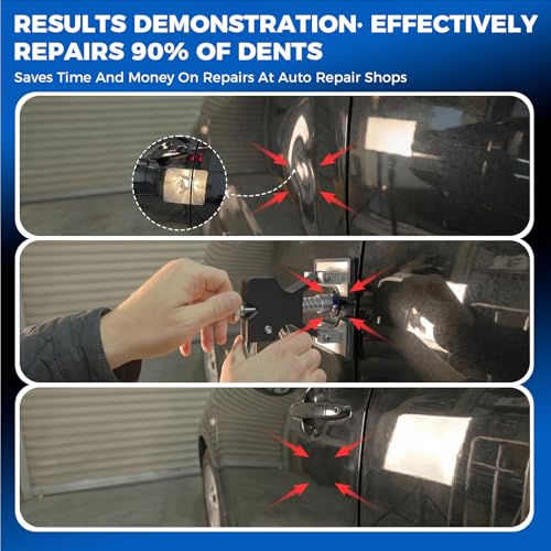 DISEN 155Pcs Paintless Dent Removal Kit, Car Dent Repair Tool Set with Metal Dent Lifter, Bridge Puller, T-Slide Hammer, Glue Gun & 100 Tabs, for Dents, Dings, Creases and Hail Damage