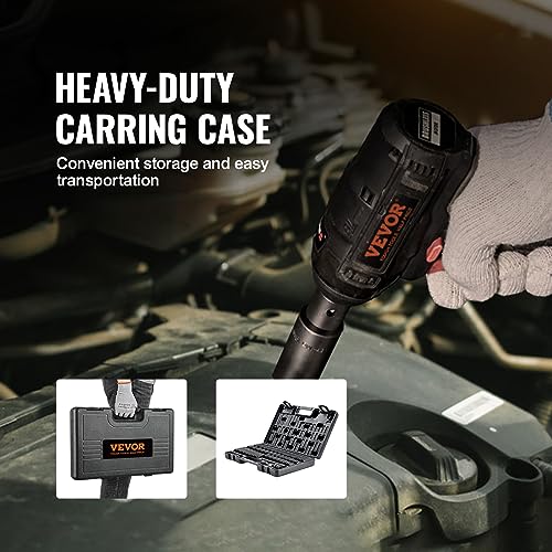 VEVOR Impact Socket Set 3/8" Drive, 48-Piece Standard SAE (5/16 to 3/4 inch) & Metric (8 to 22 mm) Size, Deep & Shallow, 6 Point, CR-V, Extension Bar, Universal Joint, 1/2" F to 3/8" M Reducer - style: 3/8" 48PCS