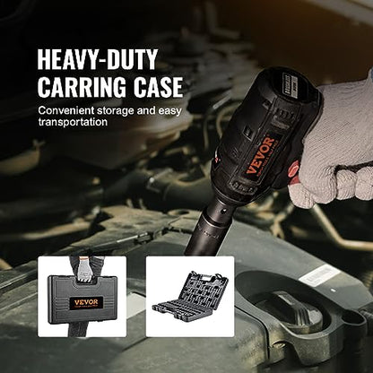 VEVOR Impact Socket Set 3/8" Drive, 48-Piece Standard SAE (5/16 to 3/4 inch) & Metric (8 to 22 mm) Size, Deep & Shallow, 6 Point, CR-V, Extension Bar, Universal Joint, 1/2" F to 3/8" M Reducer - style: 3/8" 48PCS