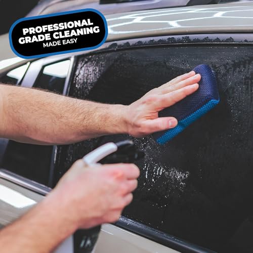 The Rag Company - Ultra Clay Scrubber - Fast and Effective Removal of Paint Contaminants, Light Overspray, and More; Dual Sided Design for Scrubbing and Clay Work; Deep Clean Glass (2-Pack) - color: Blue