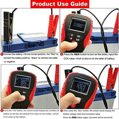 12V Car Battery Tester, Auto Battery Load Analyzer with LCD Display - Test Battery Life Percentage,Voltage, Resistance and CCA Value (AE310-1)