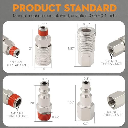 54-Pcs 1/4 NPT Air Fittings Kit, Quick Connect Fitting Set with Swivel Coupler, Push to Connect Pneumatic Fittings Assortment for Air Compressor, Air Line, Pneumatic Tools - size: 54 PCS
