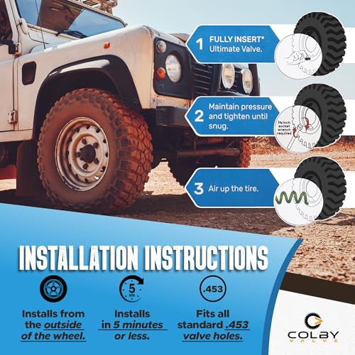 Colby Valve Ultimate Permanent Tire Valve Stem Replacement System | Valve Stem Short | No Need to Remove Tire | Tire Valve Stem Kit Made in USA from Quality 360 Brass Components - size: Extra Short