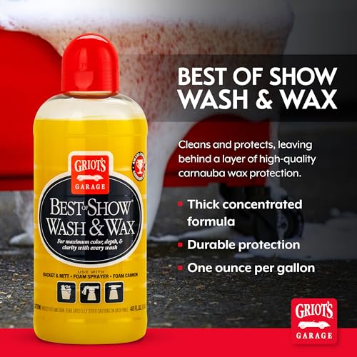 Griot's Garage Best of Show Wash and Wax for Car Detailing and Cleaning, Carnauba-Packed Coating, High Gloss Shine and Protection for Auto Paint, 10887, 48oz - size: 48 Fl Oz (Pack of 1)