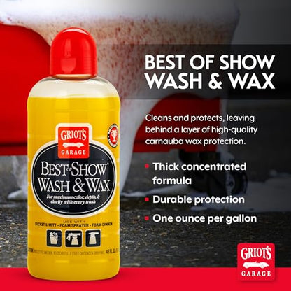 Griot's Garage Best of Show Wash and Wax for Car Detailing and Cleaning, Carnauba-Packed Coating, High Gloss Shine and Protection for Auto Paint, 10887, 48oz - size: 48 Fl Oz (Pack of 1)