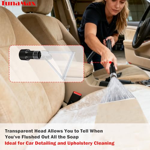 TunaMax Universal Work with All Shop Vacs Extractor Attachment with 1-1/4" & 1-7/8" & 2-1/2" Three Adapters for Upholstery & Carpet Cleaning & Auto Detailing, Large 7-1/2" Width Clear Head - size: Large