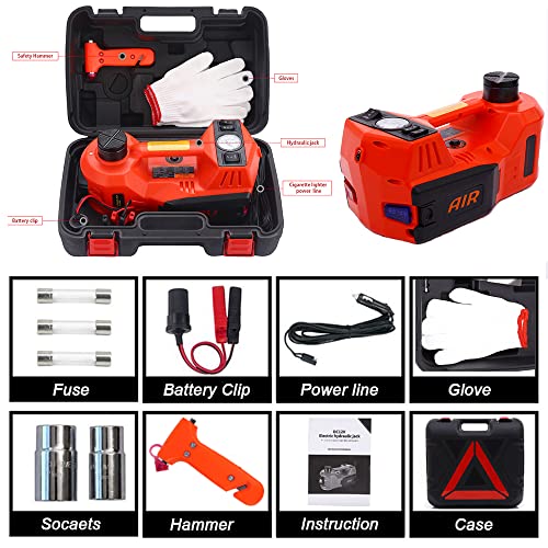 Electric Hydraulic Car Jack - Upgraded 4 in 1 Floor Jack Lift Kit 5 Ton Vehicle Trailer Truck Trolley Jack Stand Tire Change and Emergency Tyre Repair,Red Jack Only - color: Red Jack Only