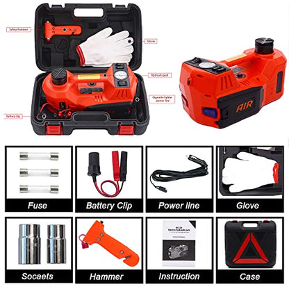 Electric Hydraulic Car Jack - Upgraded 4 in 1 Floor Jack Lift Kit 5 Ton Vehicle Trailer Truck Trolley Jack Stand Tire Change and Emergency Tyre Repair,Red Jack Only - color: Red Jack Only
