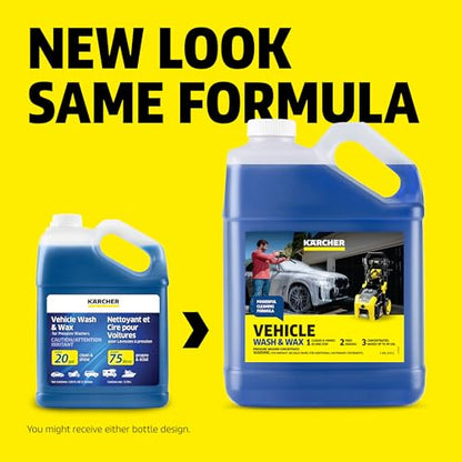 KÄRCHER Vehicle Wash and Wax, Pressure Washer Detergent | Cleans Cars, Bikes, Trucks, Boats and More, Highly Concentrated, Makes up to 40 gal of Cleaner - style: Vehicle Wash & Wax