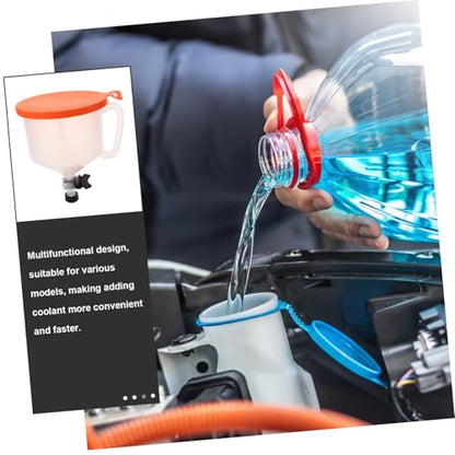 INOOMP Coolant Funnel Kit with Valve Spill Auto Radiator Filling Plastic Oil Funnel Kit for Car Models Easy Operation for Clean Coolant Handling