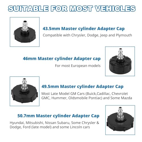 3L Manual Brake Bleeder Fluid Pump with 4 Master Cylinder Adapters and 1L Brake Bleeder Bottle Suitable for Most Vehicles One-Person Operation (7pieces) - color: 7pieces