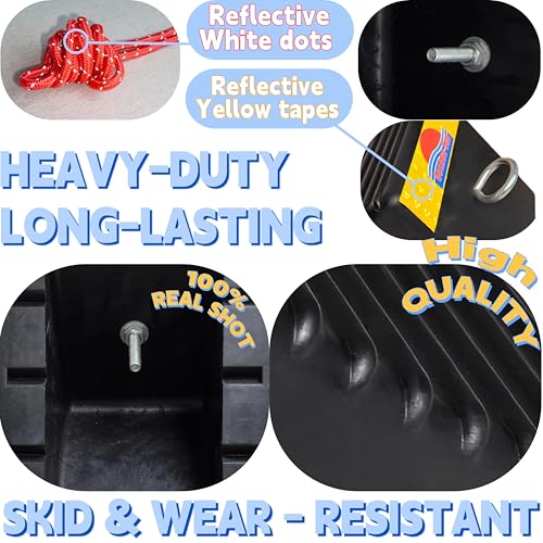 Goshen Sun- Heavy Duty Rubber Wheel Chocks with Reflective Strips - Set of 4 (7.8x5x4) /Wheel Wedge/Tire Stop Block/Curb Parking Stopper/Parking Aid,All-Weather, Non-Slip,SUV(004-Yellow)